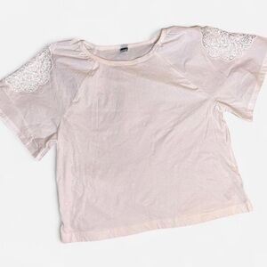 Old Navy White Lace Accent Short Bell Sleeve Top